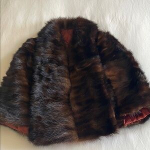Luxurious Brown Real Fur Shawl